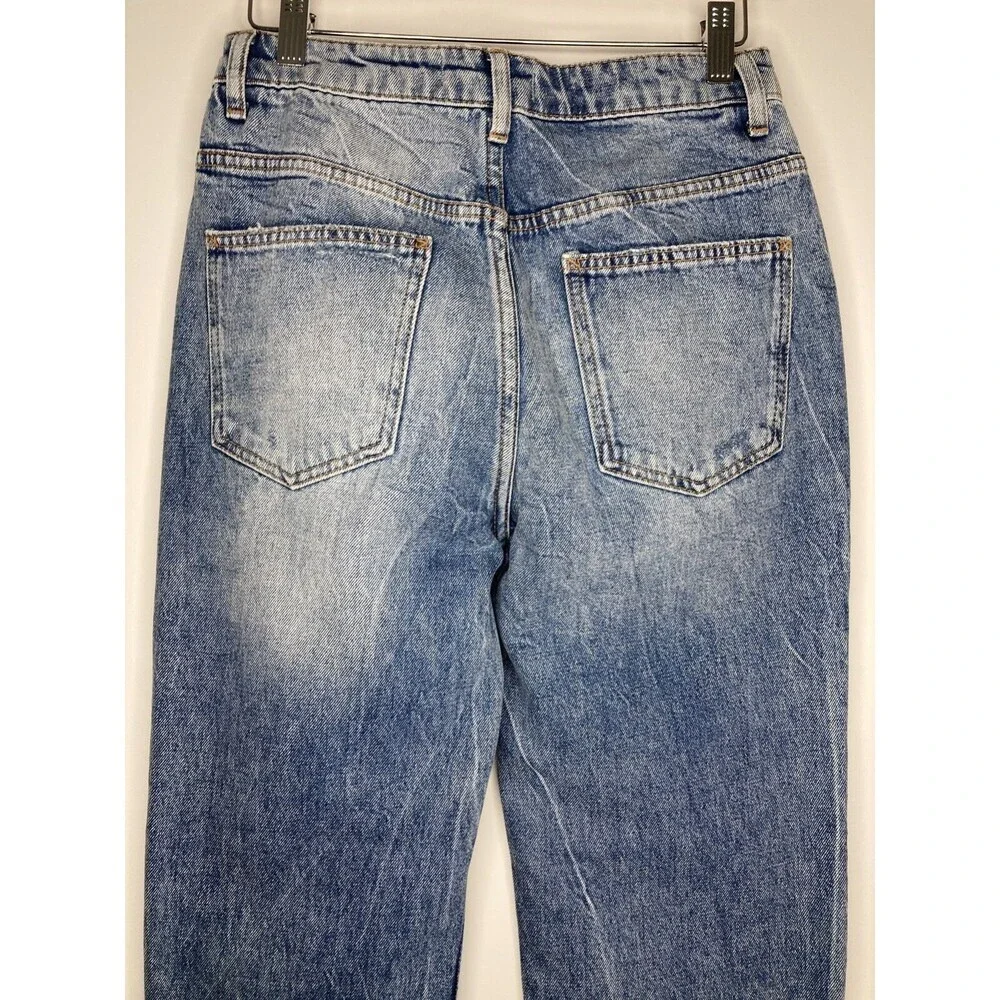 We the Free Jeans Women Size 24 Straight Leg Distressed‎ High Waist Regular Wash